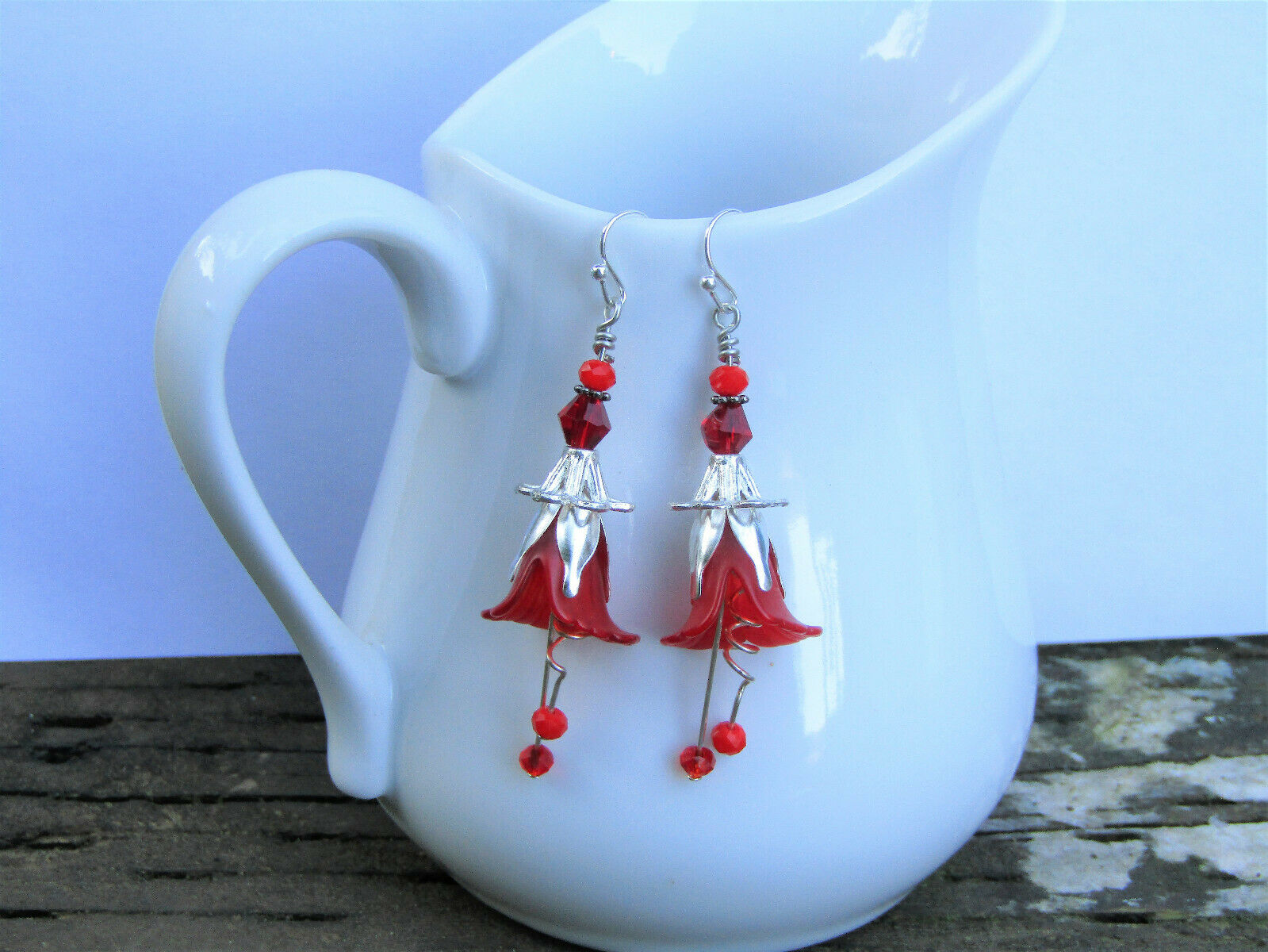 Flower Earrings Red Tulip Cala Lily Silver Dangle Earrings Usa Handmade - Bad Apple Designs Jewelry