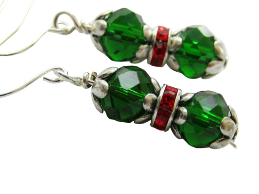 Christmas Green Crystal Earrings