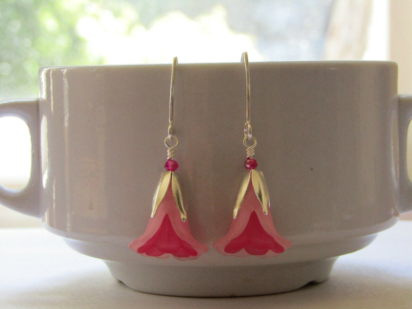 Flower Earrings Pink Tulip Cala Lily Silver Dangle Earrings Usa Handmade - Bad Apple Designs Jewelry