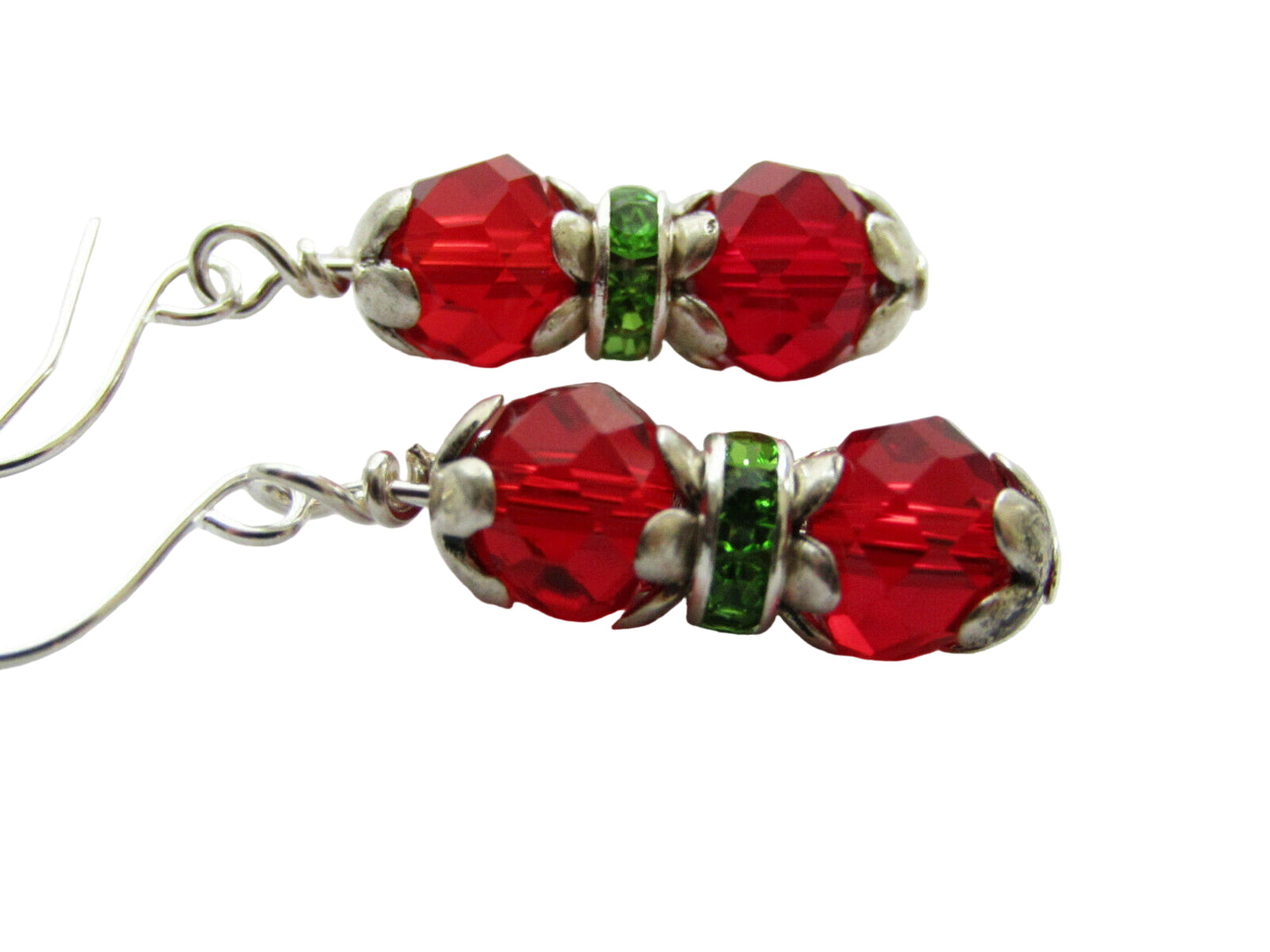 Red Crystal Christmas Earrings