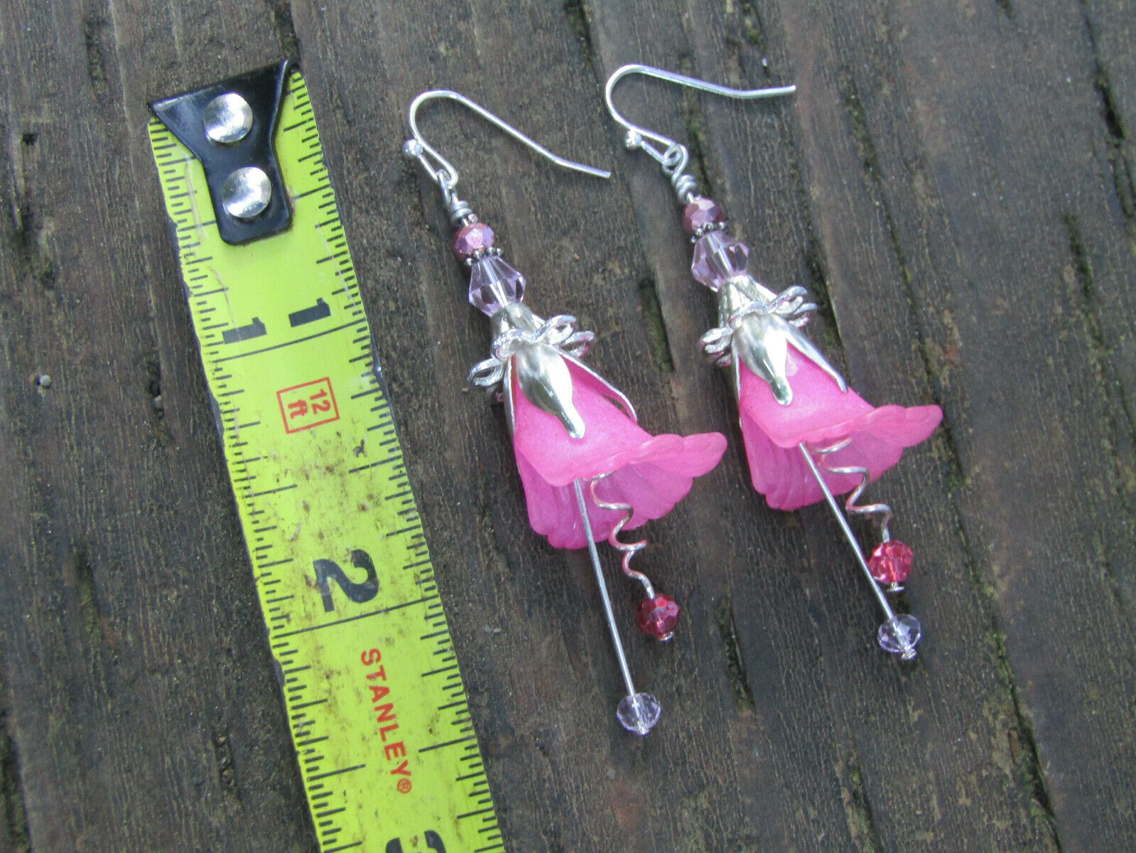Flower Earrings Rose Pink Tulip Cala Lily Silver Dangle Earrings Usa Handmade - Bad Apple Designs Jewelry