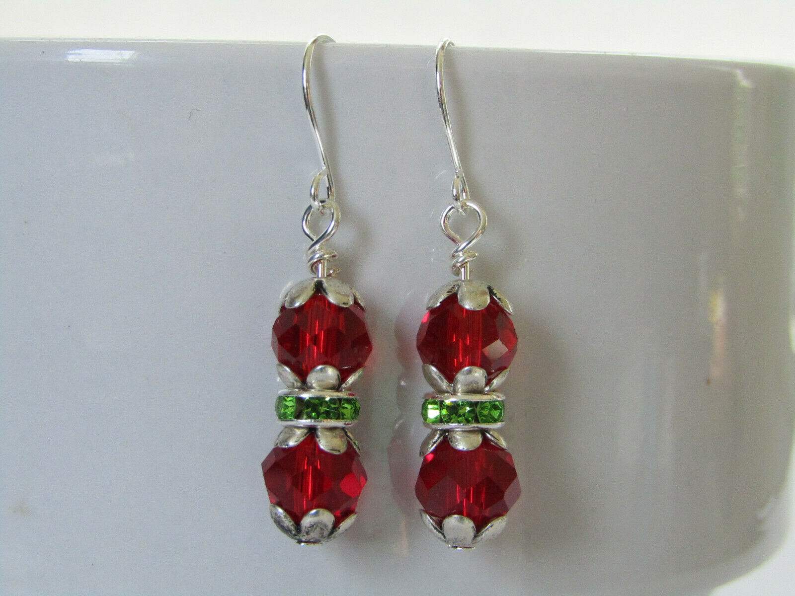 Red Crystal Christmas Earrings