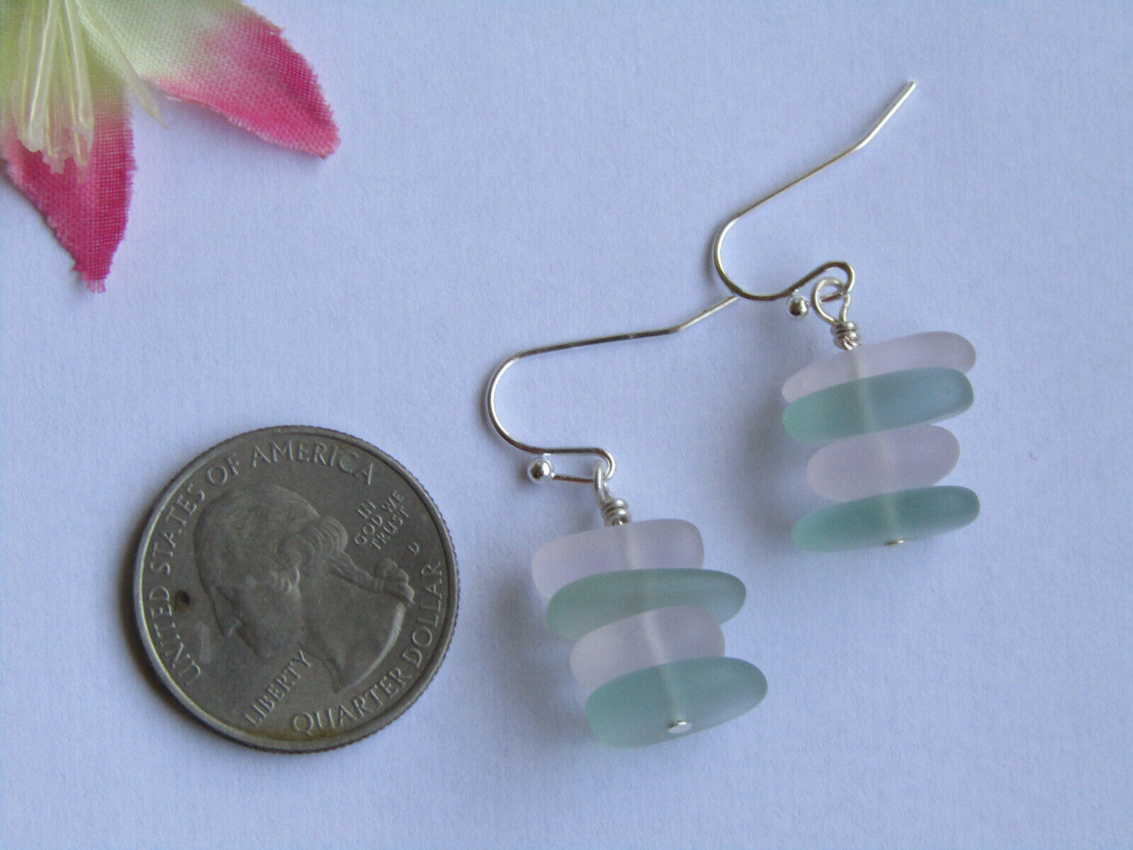 Aqua Sea Glass Earrings 