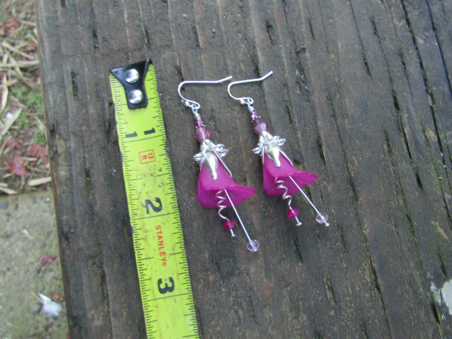 Flower Earrings Pink Tulip Cala Lily Silver Dangle Earrings Usa Handmade - Bad Apple Designs Jewelry