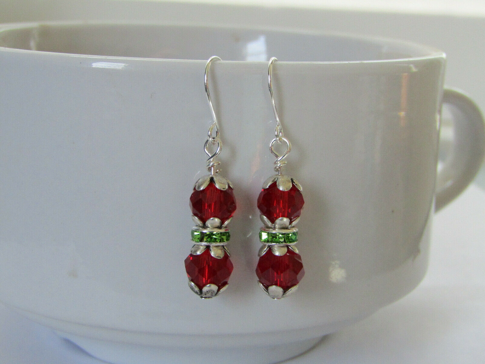Red Crystal Christmas Earrings