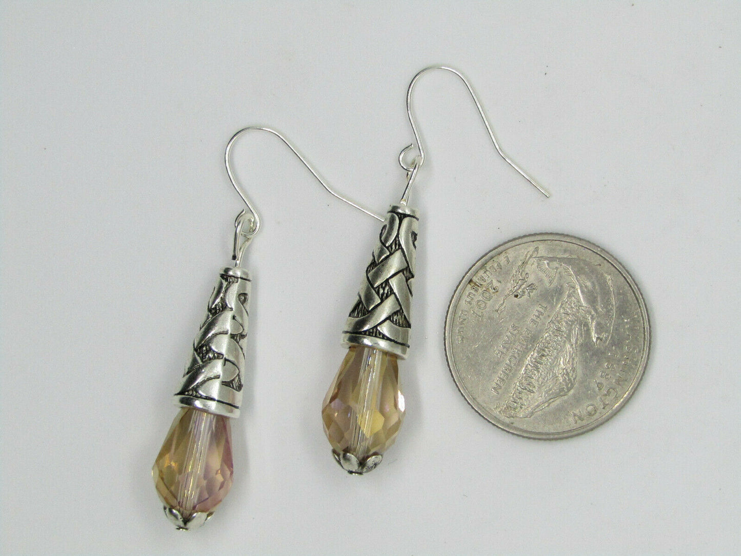 Beige Ab Teardrop Crystal Earrings