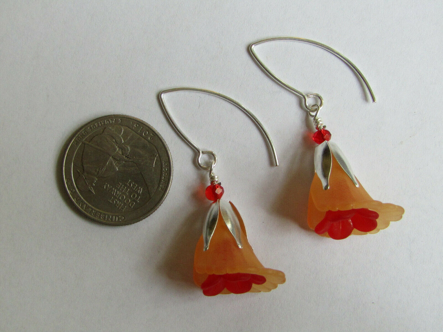 Flower Earrings Orange Red Tulip Cala Lily Silver Dangle Earrings Usa Handmade2 - Bad Apple Designs Jewelry