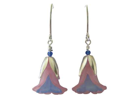 FLOWER EARRINGS Pink Blue Tulip Cala Lily Silver Dangle Earrings USA HANDMADE - Bad Apple Designs Jewelry