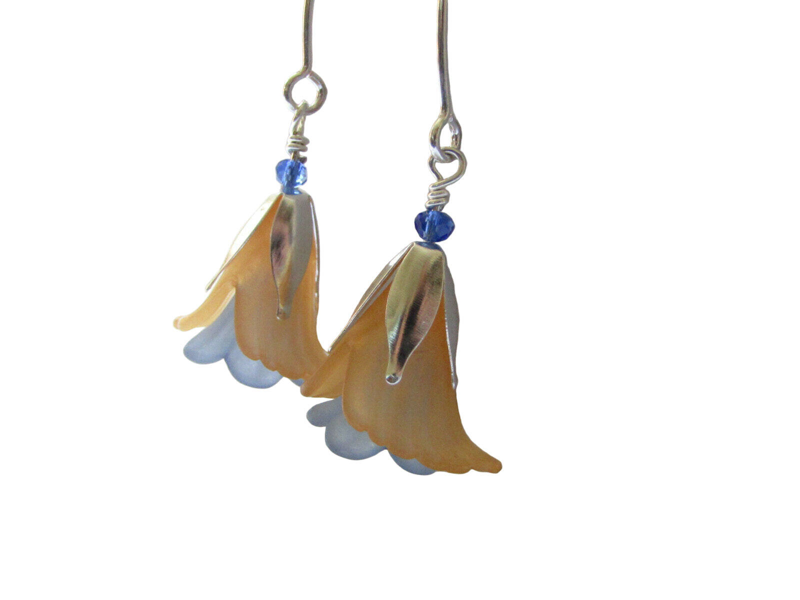 Flower Earrings Orange Blue Tulip Cala Lily Silver Dangle Earrings Usa Handmade2 - Bad Apple Designs Jewelry