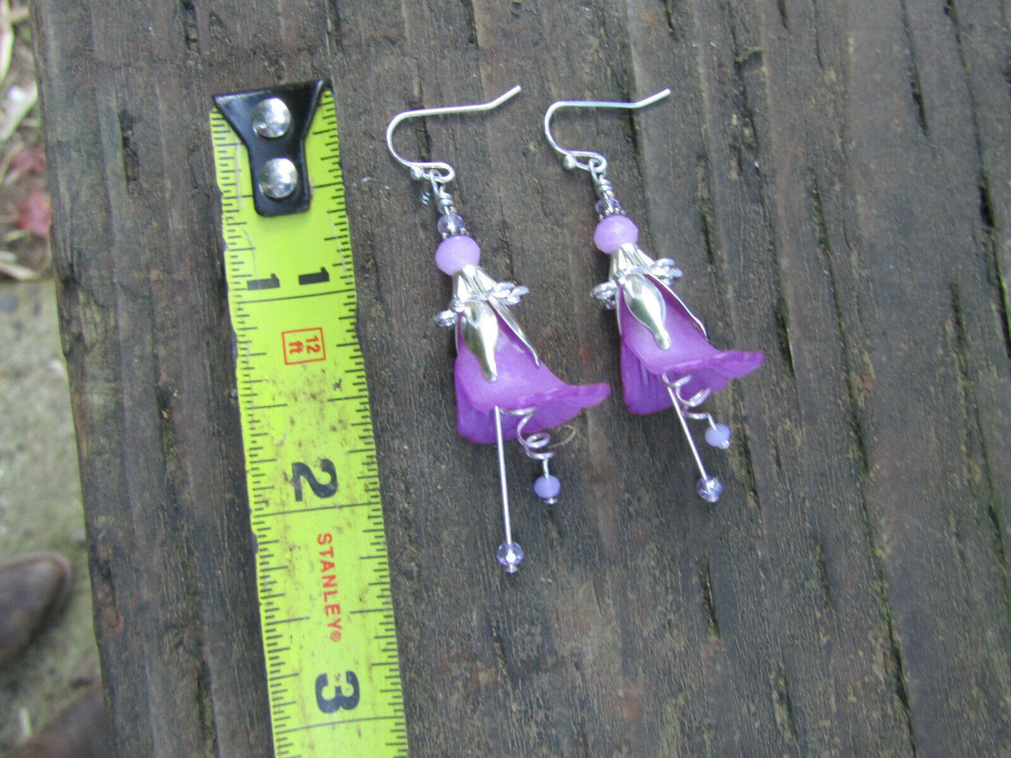 Flower Earrings Purple Tulip Cala Lily Silver Dangle Earrings Usa Handmade - Bad Apple Designs Jewelry
