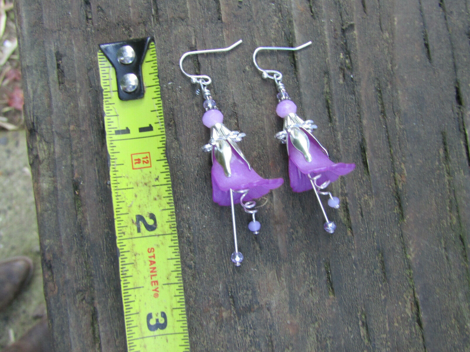 Flower Earrings Purple Tulip Cala Lily Silver Dangle Earrings Usa Handmade - Bad Apple Designs Jewelry