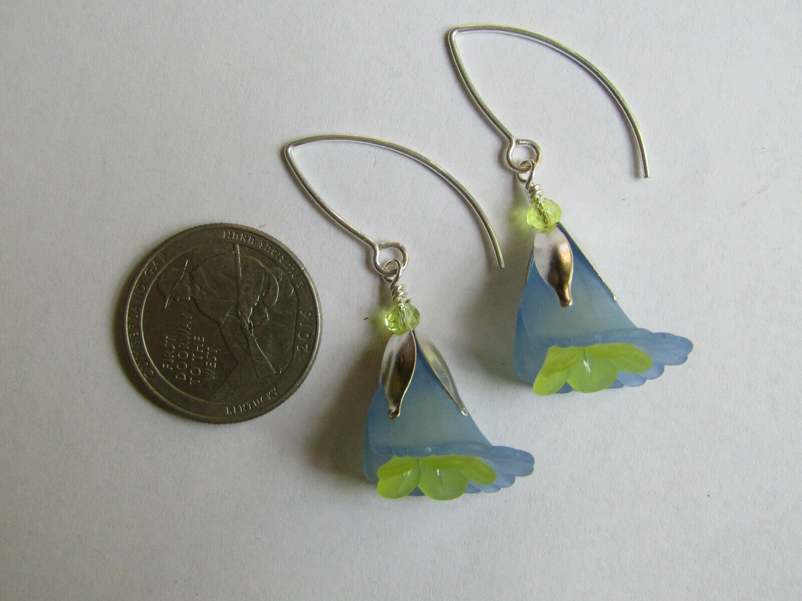 Flower Earrings Blue Yellow Tulip Cala Lily Silver Dangle Earrings Usa Handmade2 - Bad Apple Designs Jewelry