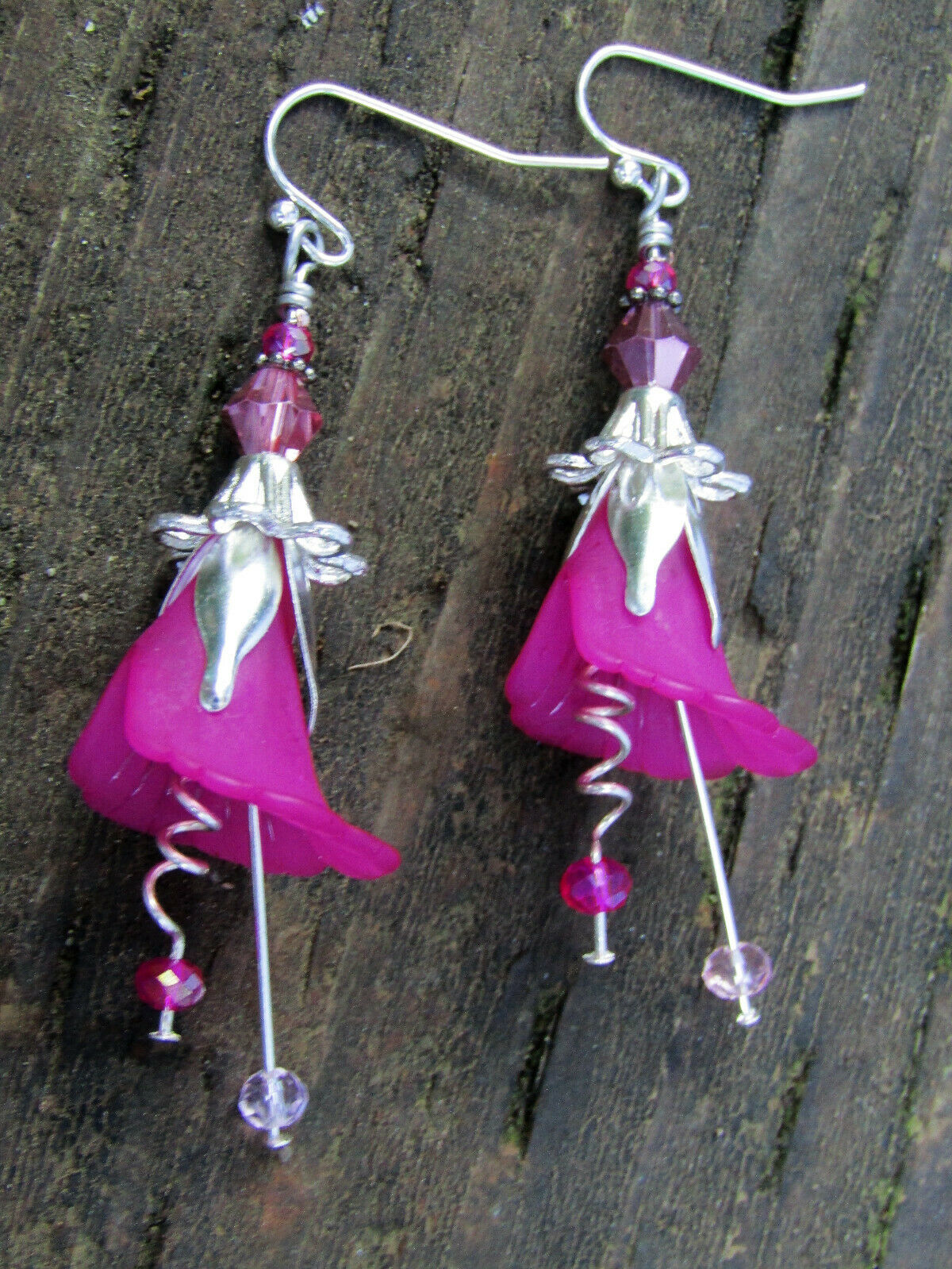 Flower Earrings Pink Tulip Cala Lily Silver Dangle Earrings Usa Handmade - Bad Apple Designs Jewelry
