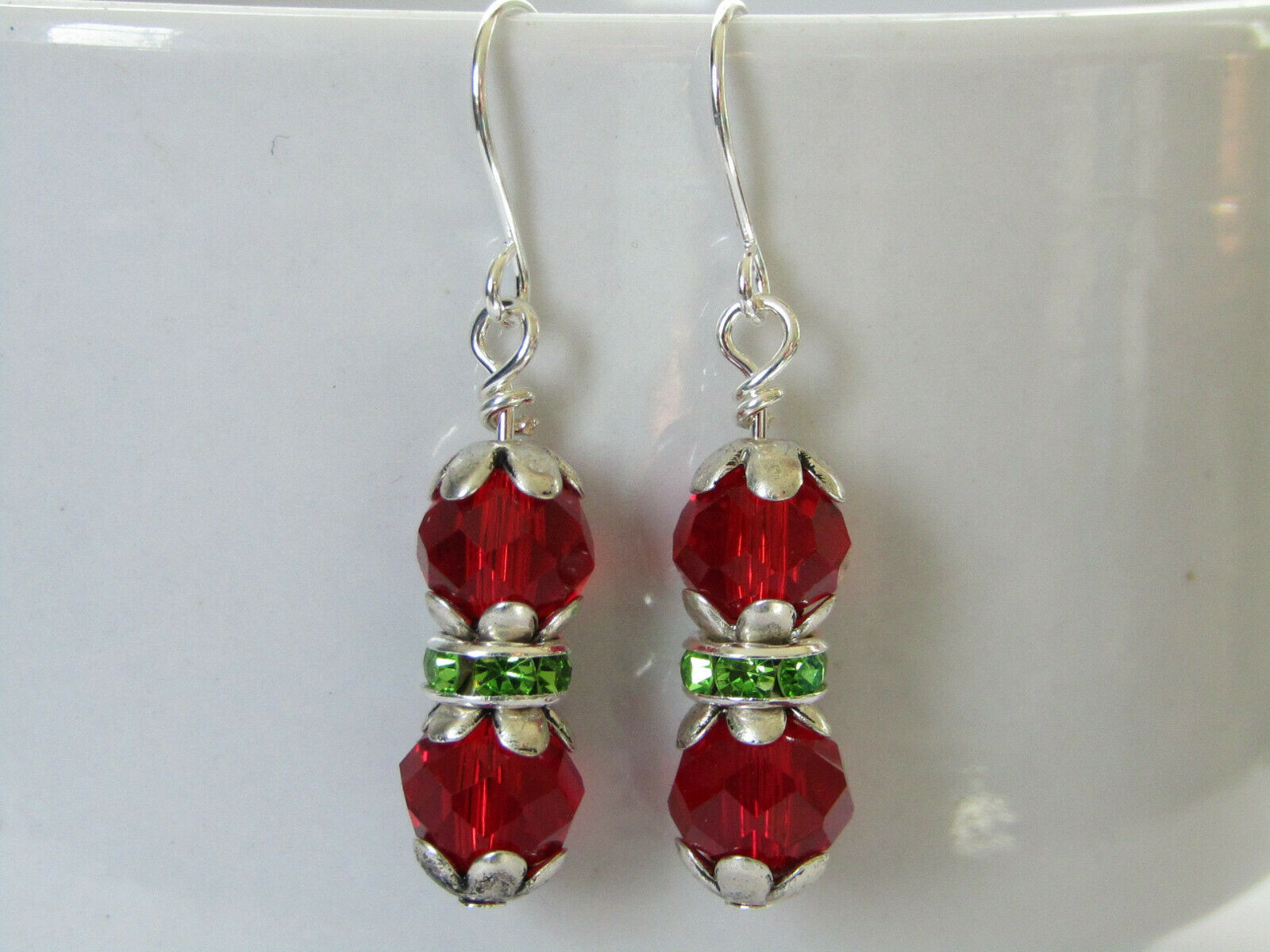 Red Crystal Christmas Earrings