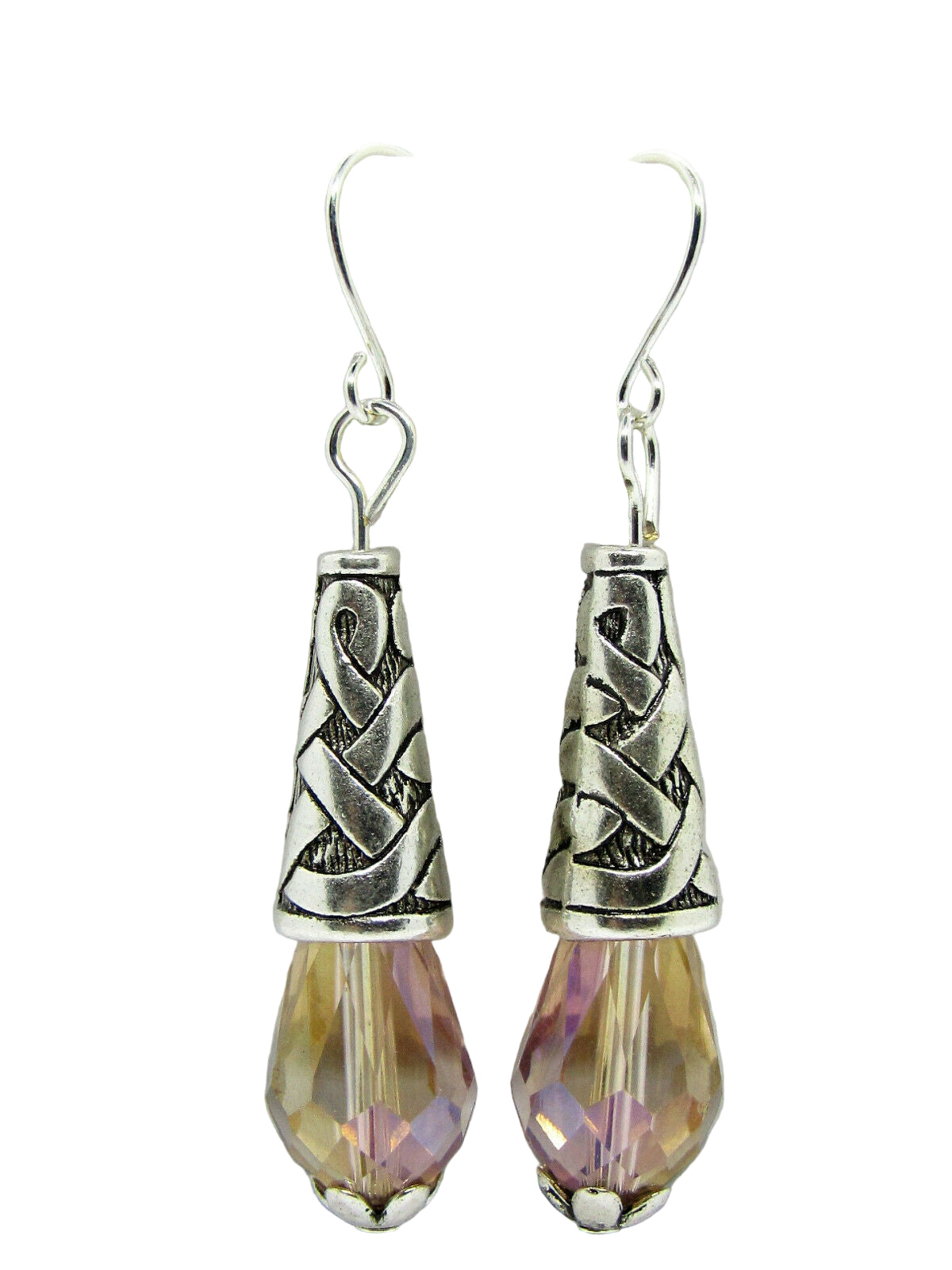 Beige Ab Teardrop Crystal Earrings