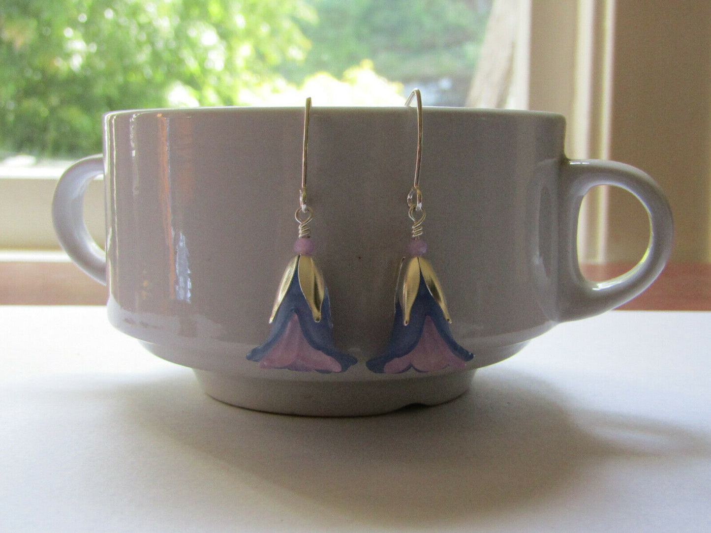 Flower Earrings Blue Purple Tulip Cala Lily Silver Dangle Earrings Usa Handmade2 - Bad Apple Designs Jewelry