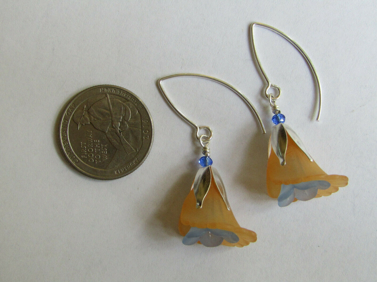 Flower Earrings Orange Blue Tulip Cala Lily Silver Dangle Earrings Usa Handmade2 - Bad Apple Designs Jewelry