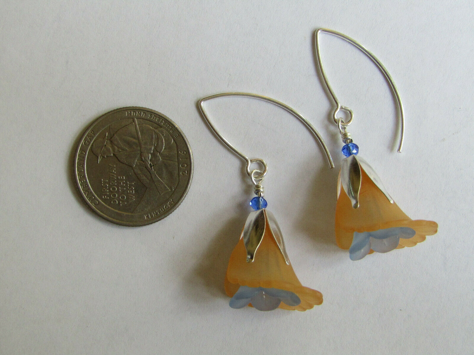 Flower Earrings Orange Blue Tulip Cala Lily Silver Dangle Earrings Usa Handmade2 - Bad Apple Designs Jewelry