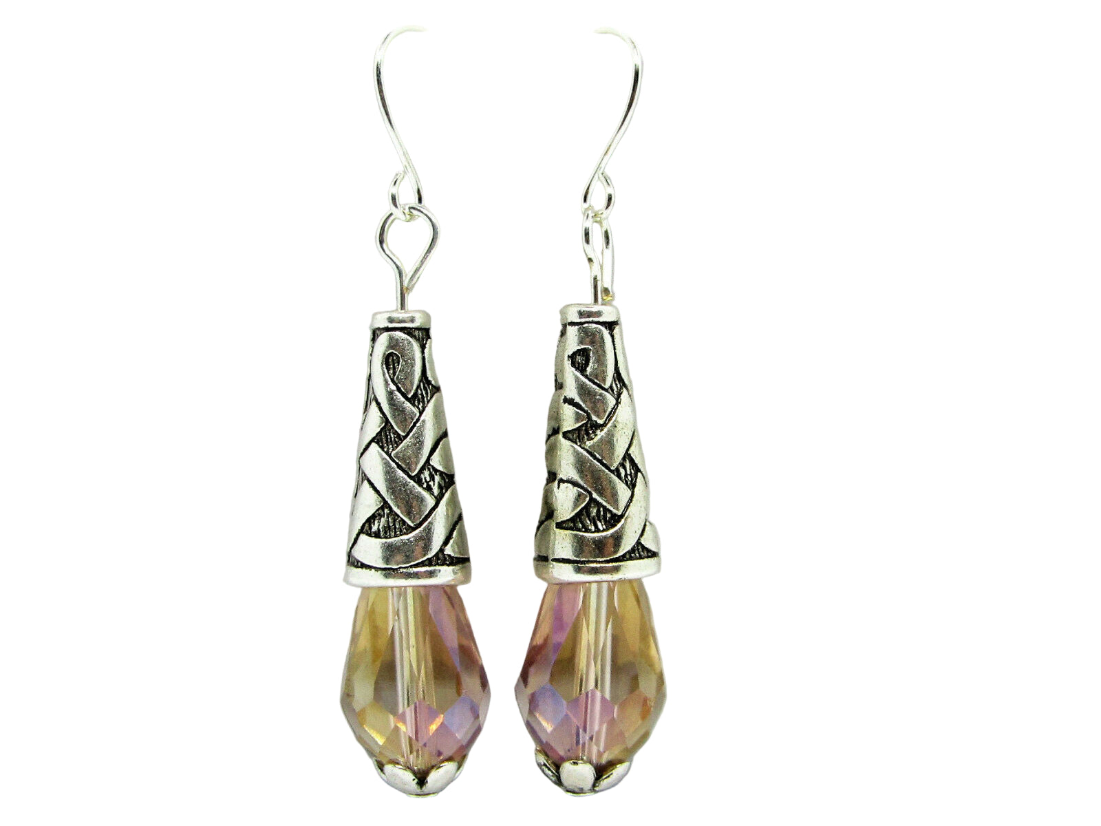 Beige Ab Teardrop Crystal Earrings