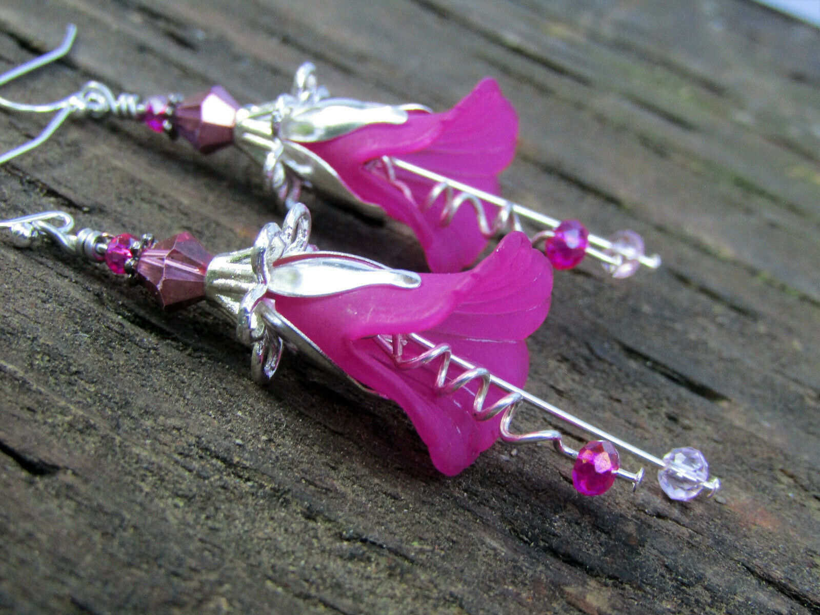 Flower Earrings Pink Tulip Cala Lily Silver Dangle Earrings Usa Handmade - Bad Apple Designs Jewelry
