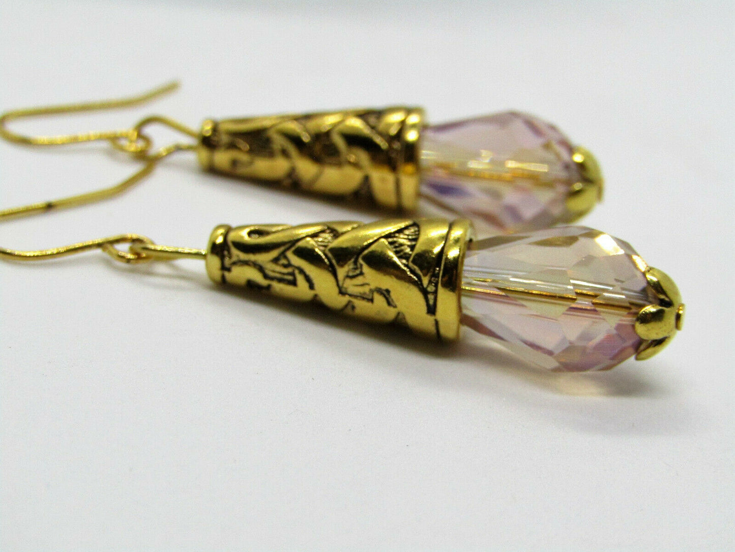 Beige Crystal Dangle Earrings 
