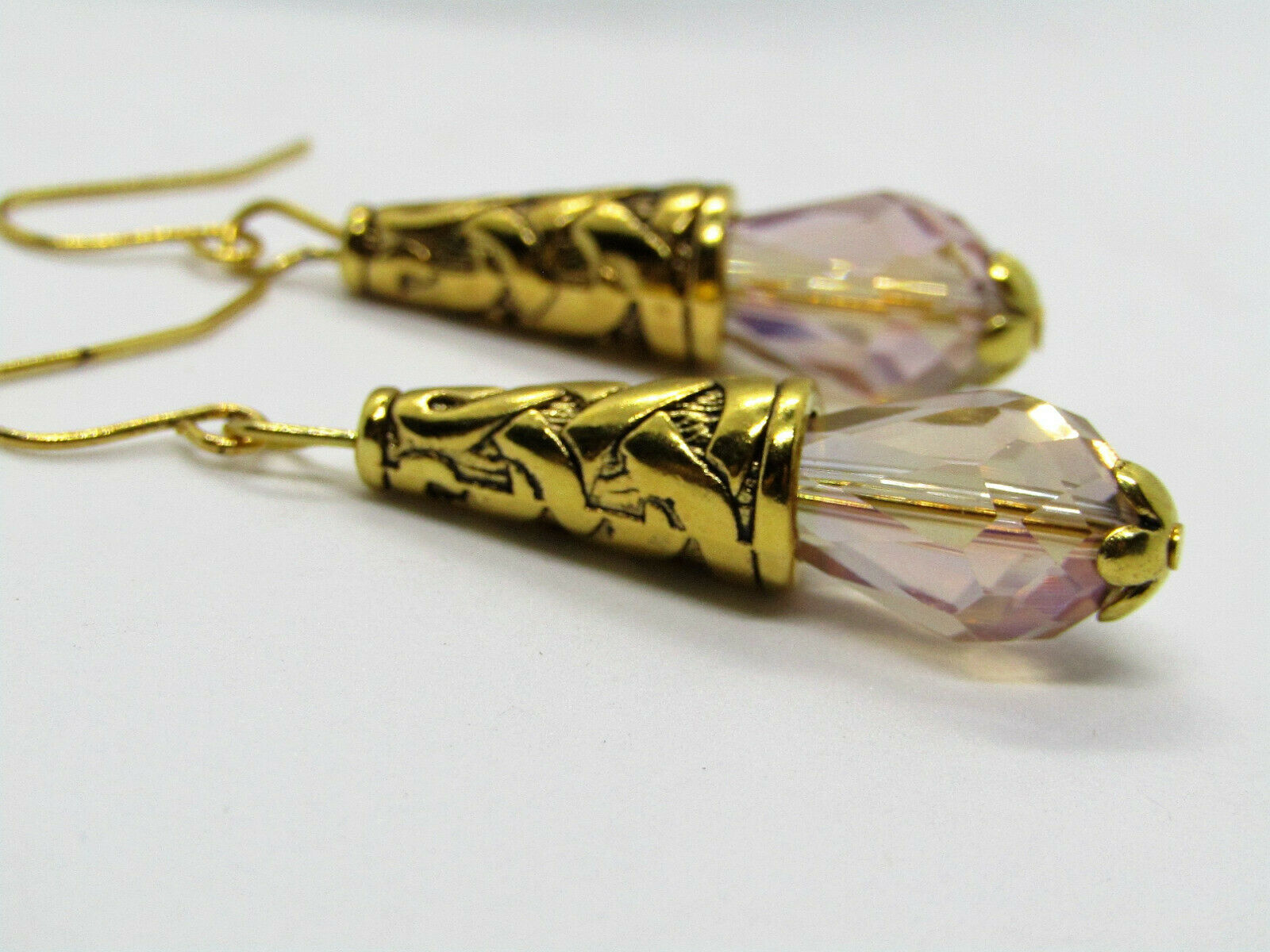 Beige Crystal Dangle Earrings 