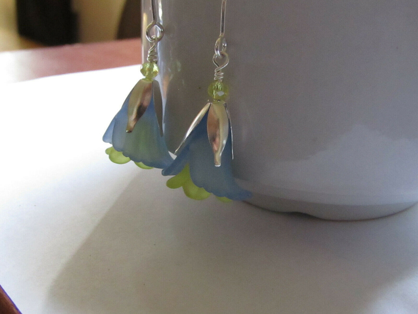 Flower Earrings Blue Yellow Tulip Cala Lily Silver Dangle Earrings Usa Handmade2 - Bad Apple Designs Jewelry